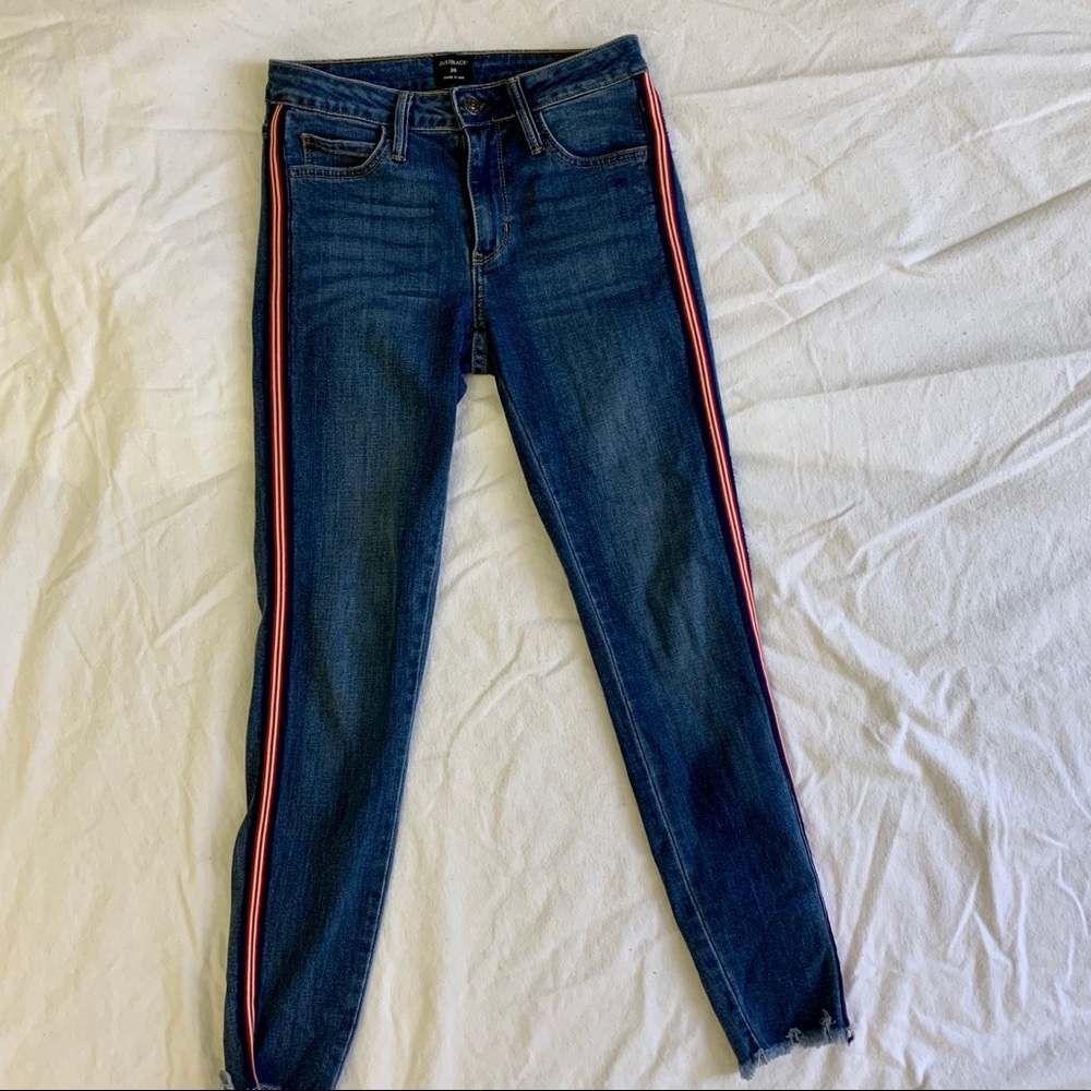 JUST BLACK DENIM STRIPE SKINNY JEANS